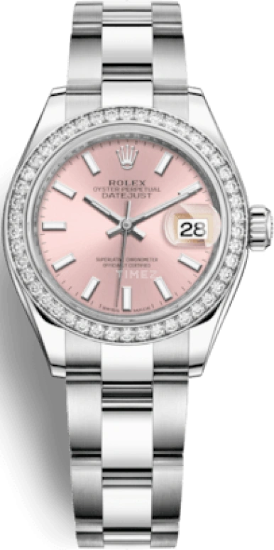 Rolex,Lady-Datejust 28mm,28mm,White Gold,Stainless Steel,Pink,Automatic,Day,55hours,279384RBR,279384RBR-0002