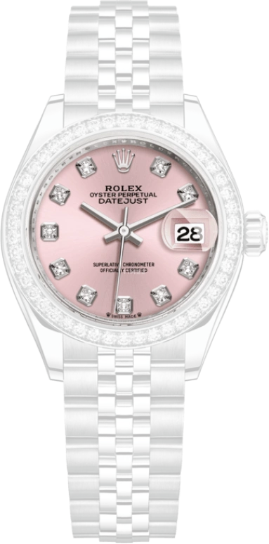 Rolex,Lady-Datejust 28mm,28mm,White Gold,Stainless Steel,Pink,Automatic,Day,55hours,279384RBR,279384RBR-0003