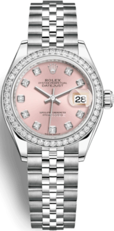 Rolex,Lady-Datejust 28mm,28mm,White Gold,Stainless Steel,Pink,Automatic,Day,55hours,279384RBR,279384RBR-0003