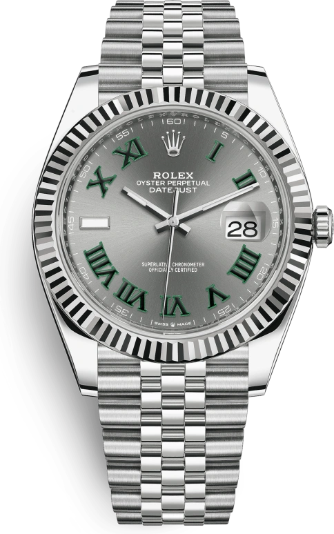 Rolex,Datejust 41 41mm,41mm,White Gold,Stainless Steel,Grey,Automatic,Day,70hours,126334,126334-0022