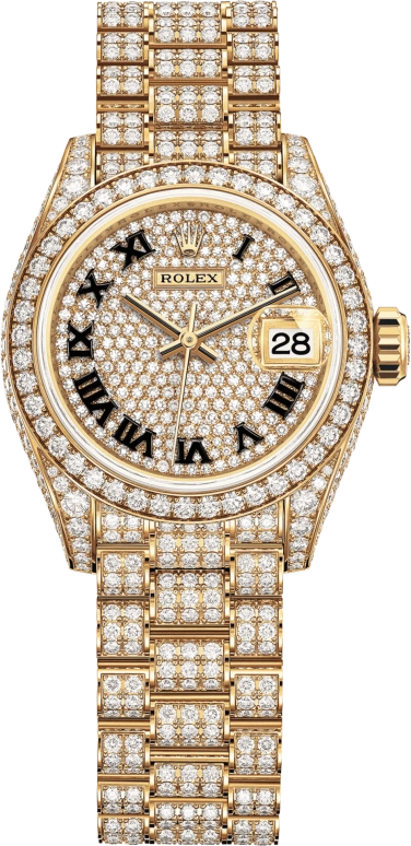 Rolex,Lady-Datejust 28mm,28mm,Yellow Gold,Gold,Silver,Automatic,Day,55hours,Neymar,279458RBR,279458RBR-0001