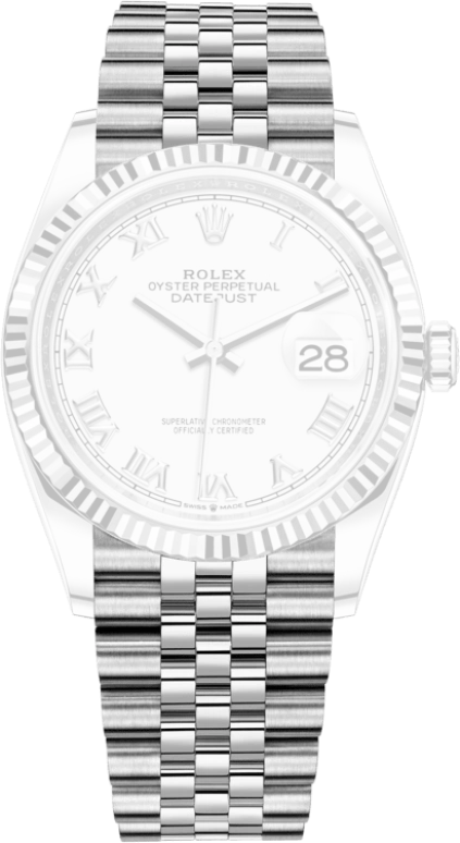 Rolex,Datejust 36 36mm,36mm,White Gold,Stainless Steel,White,Automatic,Day,70hours,126234,126234-0025