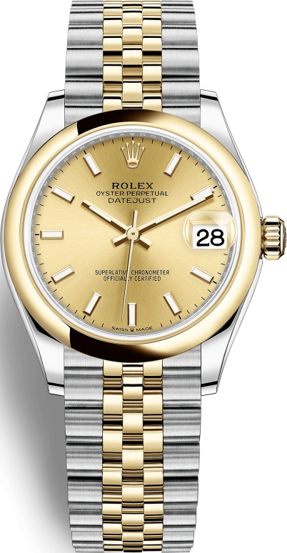 Rolex,Datejust 31 31mm,31mm,Yellow Gold,Stainless Steel,Champagne,Automatic,Day,55hours,278243,278243-0014