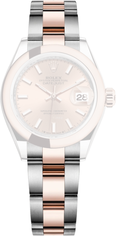 Rolex,Lady-Datejust 28mm,28mm,Rose Gold,Stainless Steel,Pink,Automatic,Day,55hours,279161,279161-0024