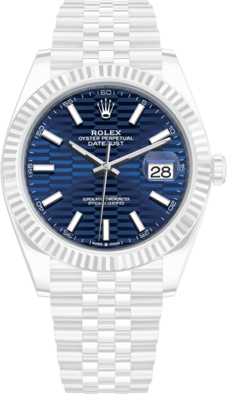 Rolex,Datejust 41 41mm,41mm,White Gold,Stainless Steel,Blue,Automatic,Day,70hours,126334,126334-0032