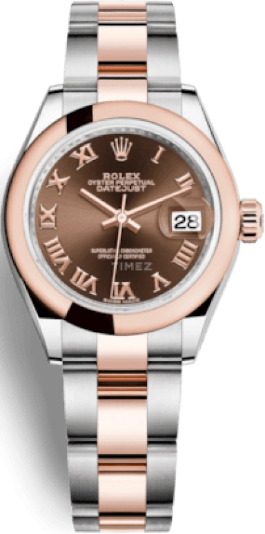 Rolex,Lady-Datejust 28mm,28mm,Everose Gold,Oystersteel,Brown,Automatic,Day,55hours,279161,279161-0010