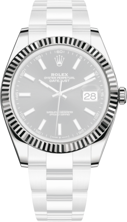 Rolex,Datejust 41 41mm,41mm,White Gold,Stainless Steel,Black,Automatic,Day,70hours,126334,126334-0017