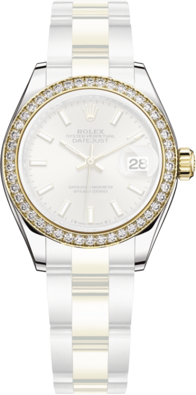 Rolex,Lady-Datejust 28mm,28mm,Yellow Gold,Stainless Steel,Silver,Automatic,Day,55hours,279383RBR,279383RBR-0018