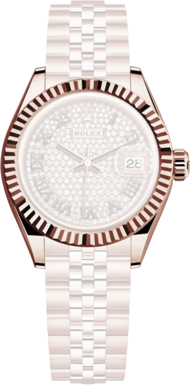 Rolex,Lady-Datejust 28mm,28mm,Rose Gold,Rose Gold,Silver,Automatic,Day,55hours,279175,279175-0024