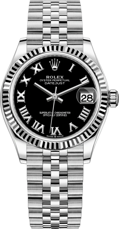 Rolex,Datejust 31 31mm,31mm,White Gold,Stainless Steel,Black,Automatic,Day,55hours,278274,278274-0002