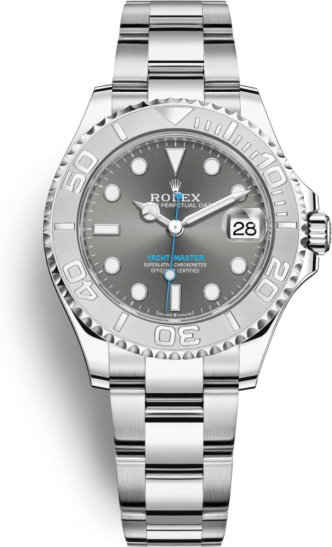 Rolex,Yacht-Master 37mm,37mm,Platinum,Stainless Steel,Grey,Automatic,Date,55hours,268622,268622-0002