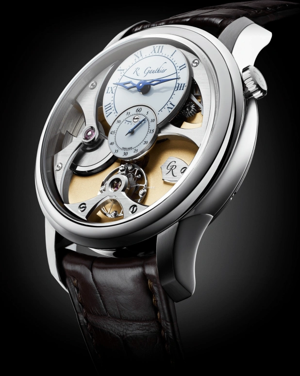 Romain Gauthier,Heritage 39.50毫米,39.50毫米,白金,白色,米黄色,自动上弦,镂空,80小时,MON00360