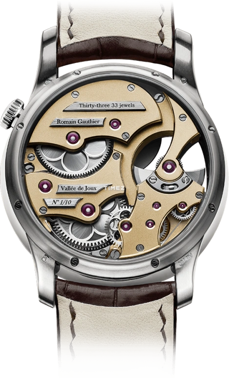 Romain Gauthier,Heritage 39.50毫米,39.50毫米,白金,蓝色,米黄色,自动上弦,镂空,80小时,MON00365