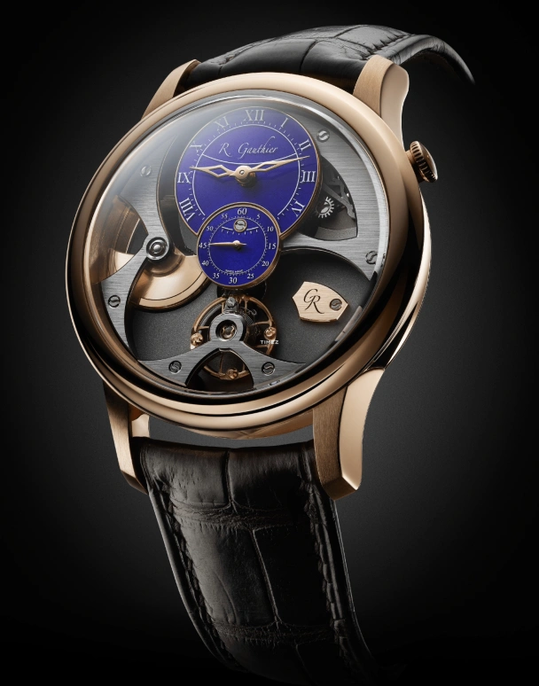 Romain Gauthier,Heritage 39.50毫米,39.50毫米,红金,灰色,蓝色,自动上弦,镂空,80小时,MON00325