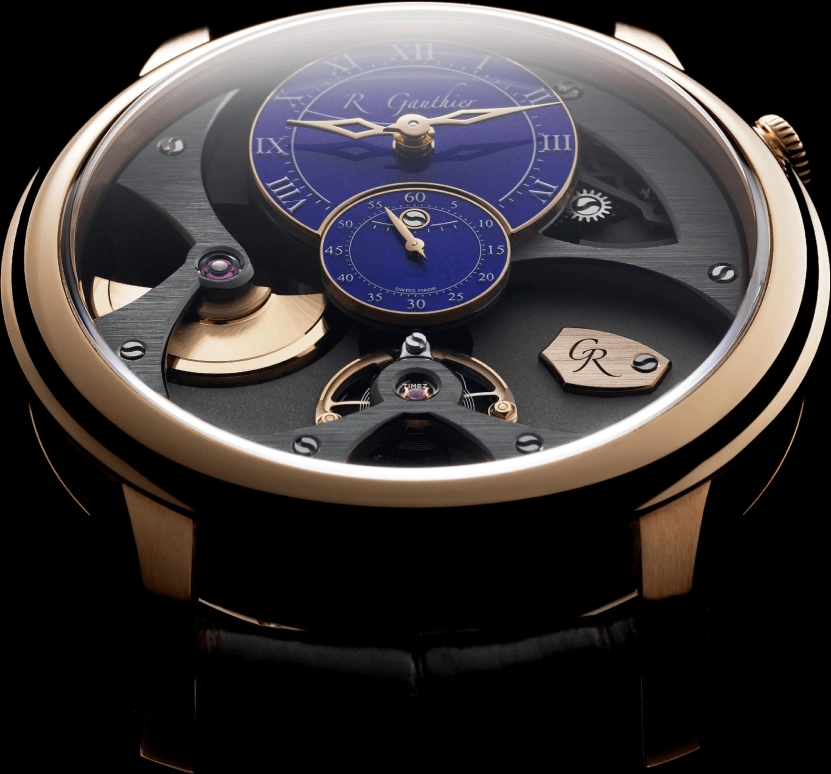 Romain Gauthier,Heritage 39.50毫米,39.50毫米,红金,灰色,蓝色,自动上弦,镂空,80小时,MON00325