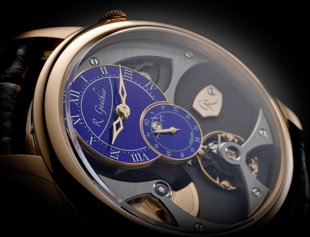 Romain Gauthier,Heritage 39.50毫米,39.50毫米,红金,灰色,蓝色,自动上弦,镂空,80小时,MON00325