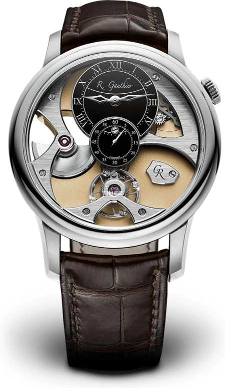 Romain Gauthier,Heritage 39.50毫米,39.50毫米,白金,黑色,米黄色,自动上弦,镂空,80小时,MON00370