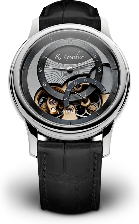 Romain Gauthier,Prestige HMS 41毫米,41毫米,白金,银色,黑色,手动上弦,动力储存指示,镂空,MON00008