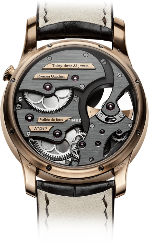 Romain Gauthier,Heritage 39.50毫米,39.50毫米,红金,黑色,灰色,自动上弦,镂空,80小时,MON00330