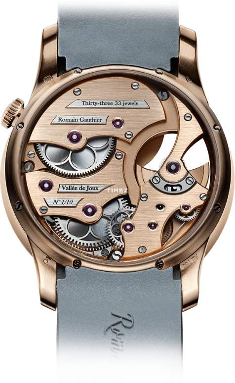 Romain Gauthier,Heritage 39.50毫米,39.50毫米,红金,黑色,玫瑰金色,自动上弦,镂空,80小时,MON00340