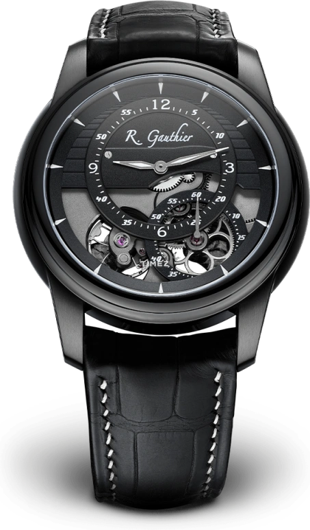 Romain Gauthier,Prestige HMS 43毫米,43毫米,钛合金,黑色,手动上弦,动力储存指示,镂空,MON00080