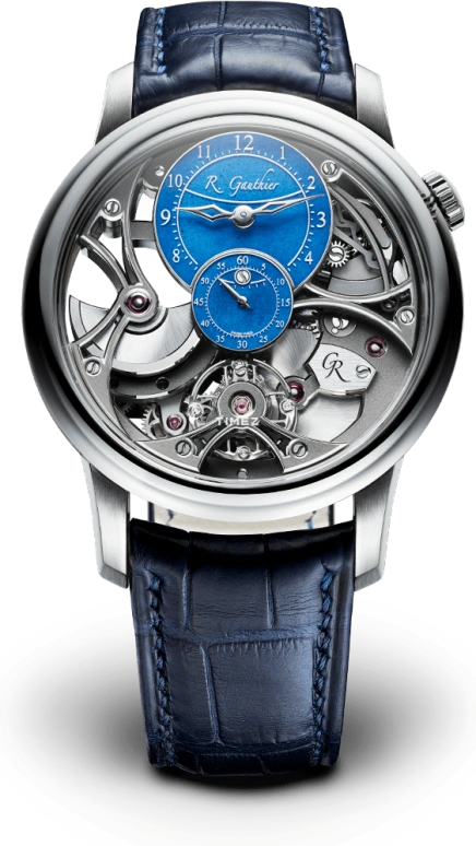 Romain Gauthier,Heritage 39.50毫米,39.50毫米,铂金,蓝色,银色,自动上弦,80小时,自制机芯,MON00307