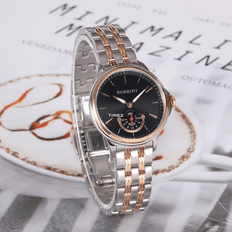 Rossini,Medal 30mm,30mm,Stainless Steel,Rose Gold,Smoky Gray,Quartz,Sapphire,Round,5742T04B