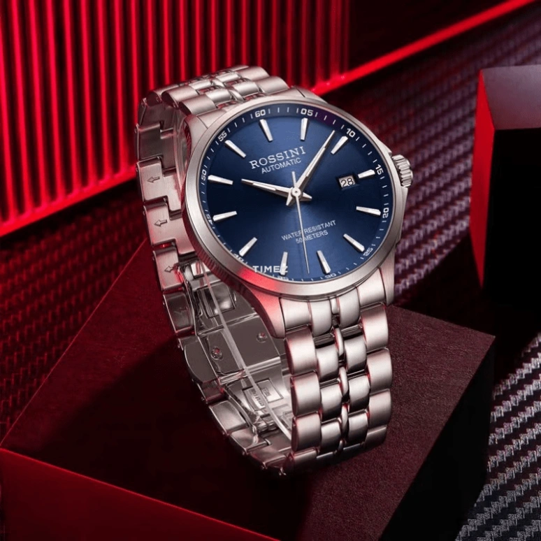 Rossini,Classic 41mm,41mm,Stainless Steel,Blue,Automatic,Day,Sapphire,Crystal Glass,5200005W05B