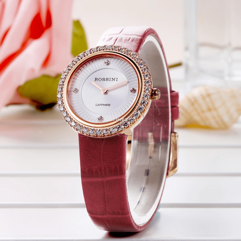 Rossini,Elegance 28mm,28mm,Stainless Steel,Rose Gold,Silver White,Quartz,Sapphire,Glass,Round,5636G01A