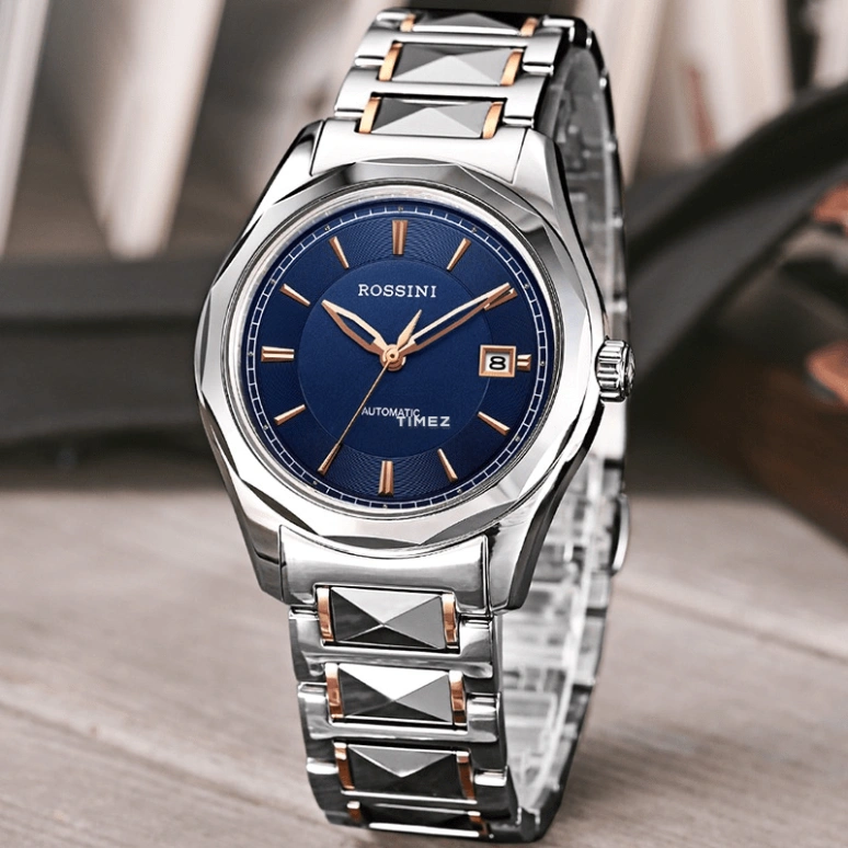 Rossini,Classic 40mm,40mm,Stainless Steel,Tungsten,Blue,Handwound,Day,Sapphire,6443W05B