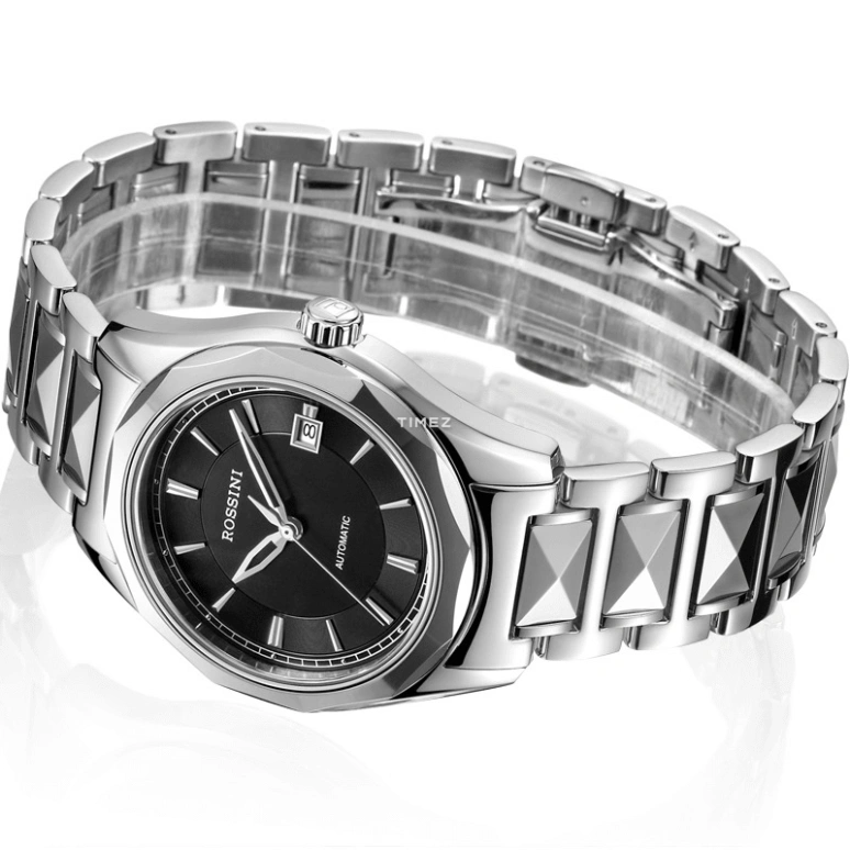 Rossini,Classic 40mm,40mm,Stainless Steel,Tungsten,Black,Automatic,Day,Sapphire,6443W04A