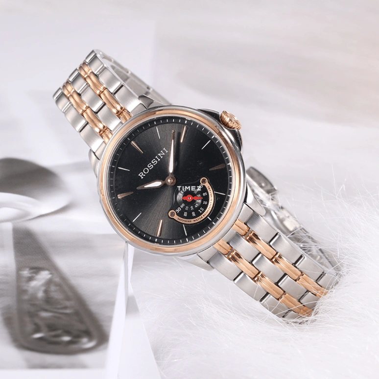 Rossini,Medal 30mm,30mm,Stainless Steel,Rose Gold,Smoky Gray,Quartz,Sapphire,Round,5742T04B