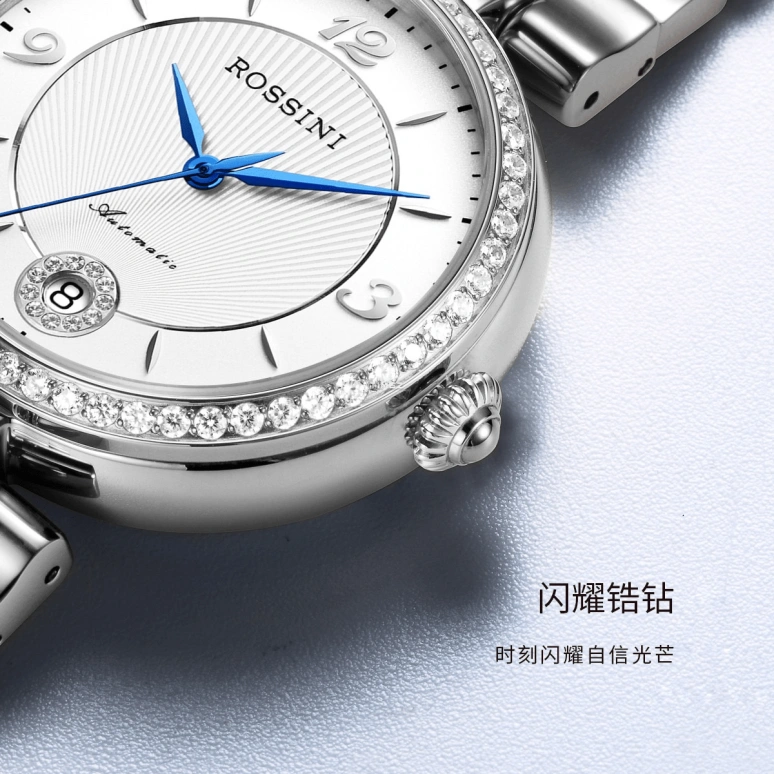 Rossini,Elegance 33mm,33mm,Stainless Steel,White,Automatic,Day,Sapphire,516752W01A