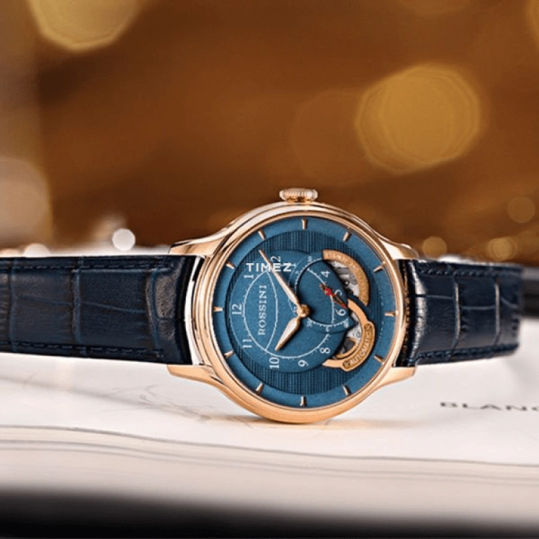 Rossini,Medal 41mm,41mm,Stainless Steel,Rose Gold,Blue,Automatic,Sapphire,Round,5735G05C