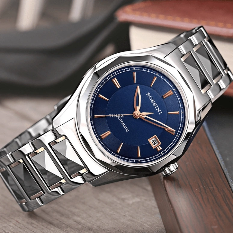 Rossini,Classic 40mm,40mm,Stainless Steel,Tungsten,Blue,Handwound,Day,Sapphire,6443W05B