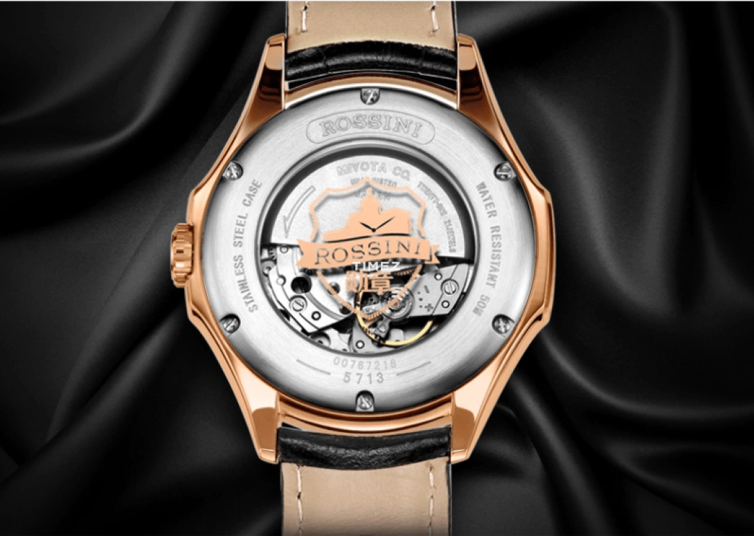 Rossini,Medal 43mm,43mm,Stainless Steel,Rose Gold,Blue,Automatic,Day,Sapphire,5713G05E