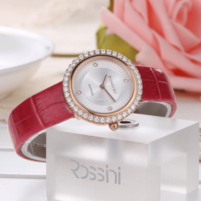 Rossini,Elegance 28mm,28mm,Stainless Steel,Rose Gold,Silver White,Quartz,Sapphire,Glass,Round,5636G01A