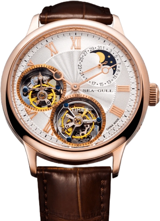 Sea-Gull,Museum 42mm,42mm,Rose Gold,Yellow Gold,White,Handwound,Moonphase,Day,Tourbillon,ST8083GC