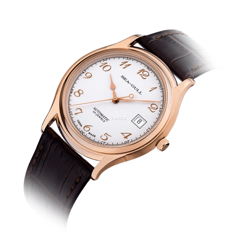 Sea-Gull,Slim 39mm,39mm,Stainless Steel,Rose Gold,White,Automatic,Day,Sapphire,D519,D519.332