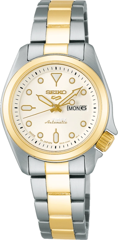 Seiko,5 Sports 28mm,28mm,Stainless Steel,Cream,Automatic,Date,Day,SRRA002