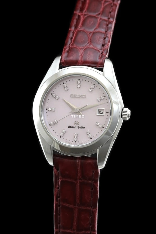 冠蓝狮,Grand Seiko 29毫米,29毫米,不锈钢,粉色,石英,日历,自制机芯,STGF095