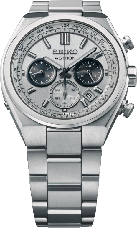 Seiko,Astron 41.30mm,41.30mm,Titanium,Silver,Black,Quartz,Chronograph,Day,World Time,Anti-magnetic,In-house Caliber,Sapphire,SBXY095