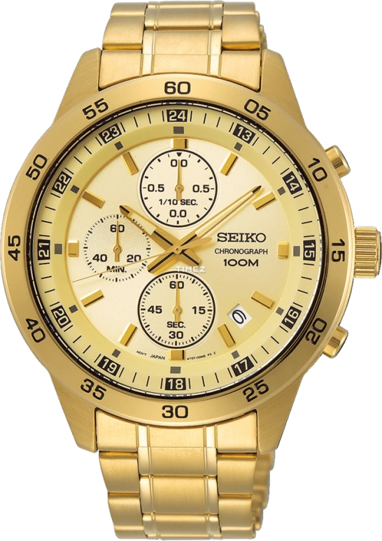 精工,Chronograph 43毫米,43毫米,不锈钢,香槟色,石英,计时,日历,SKS646