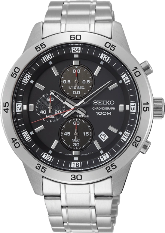 精工,Chronograph 43毫米,43毫米,不锈钢,黑色,石英,计时,日历,SKS641