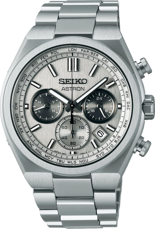 Seiko,Astron 41.30mm,41.30mm,Titanium,Silver,Black,Quartz,Chronograph,Day,World Time,Anti-magnetic,In-house Caliber,Sapphire,SBXY095