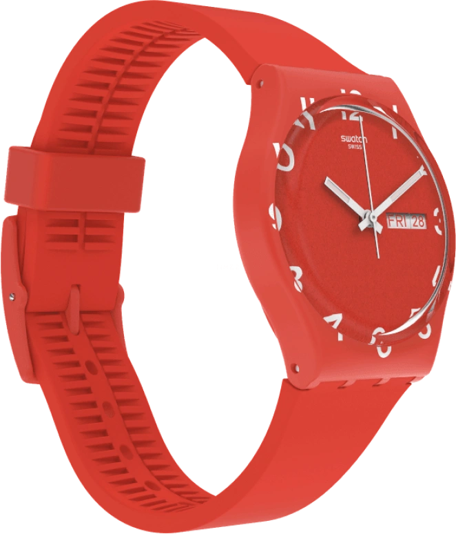 Swatch,Originals 39.20mm,39.20mm,Plastic,Red,Sapphire,Crystal Glass,Closed,GR713