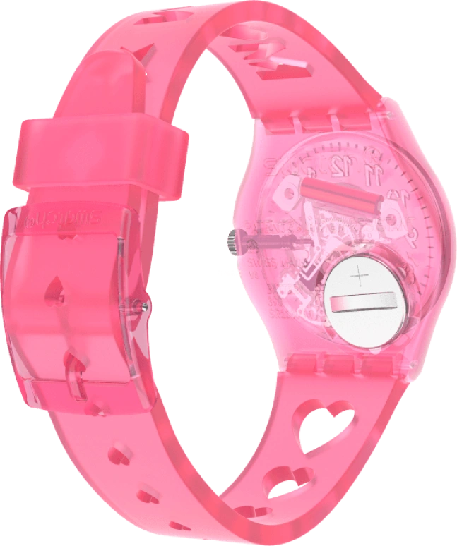 Swatch,Originals 34mm,34mm,Plastic,Pink,Sapphire,Crystal Glass,Open,GZ354