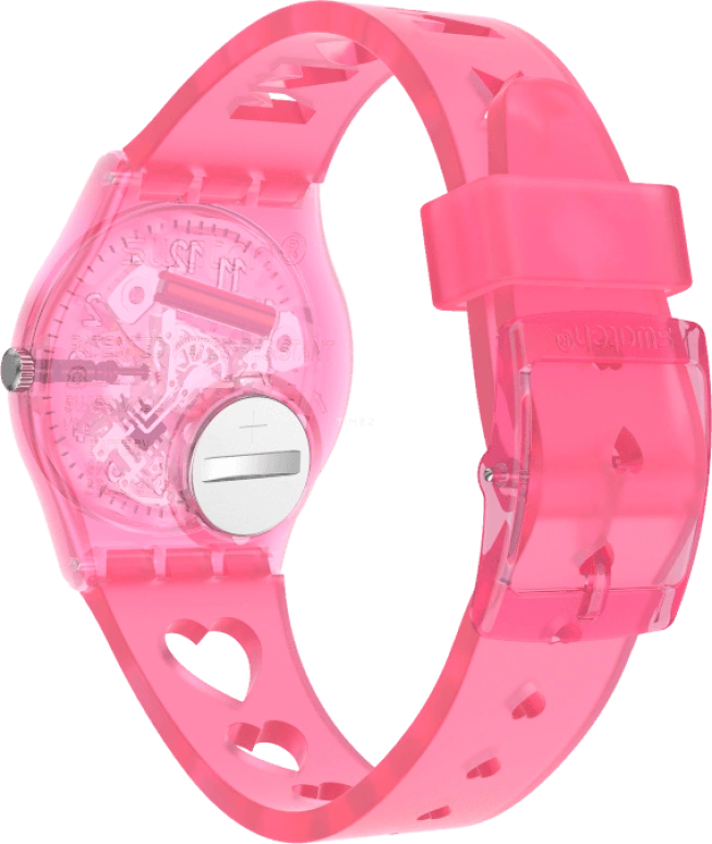 Swatch,Originals 34mm,34mm,Plastic,Pink,Sapphire,Crystal Glass,Open,GZ354