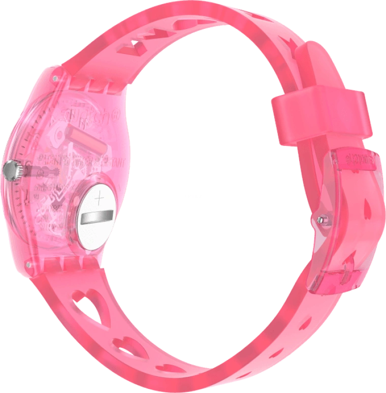 Swatch,Originals 34mm,34mm,Plastic,Pink,Sapphire,Crystal Glass,Open,GZ354