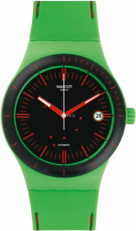 Swatch,Sistem 51 42mm,42mm,Plastic,Black,Automatic,Day,90hours,SUTG401